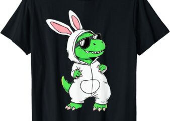 Cool Dino in Cute Easter Bunny Rabbit Costume Funny Dinosaur T-Shirt