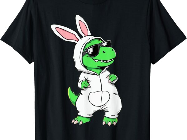 Cool dino in cute easter bunny rabbit costume funny dinosaur t-shirt