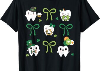 Coquette Bow Dental Squad St. Patrick’s Day Dental Hygienist T-Shirt