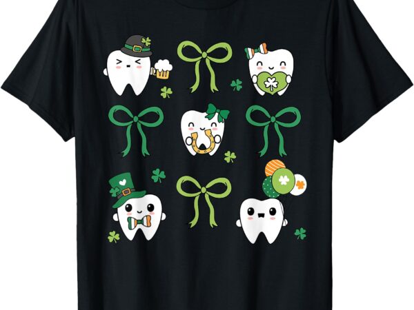 Coquette bow dental squad st. patrick’s day dental hygienist t-shirt