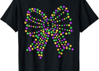 Coquette Bow Mardi Gras Beads T-Shirt