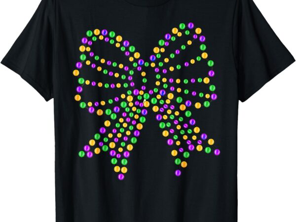 Coquette bow mardi gras beads t-shirt