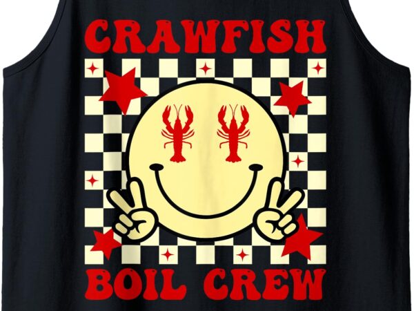 Crawfish boil crew boys girls kid crawfish season smile face tank top t shirt vector file