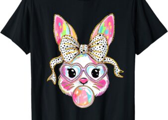 Cute Bunny Coquette Bow Easter Day Rabbit Teens Girls Kids T-Shirt