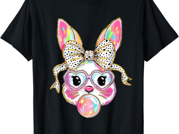 Cute bunny coquette bow easter day rabbit teens girls kids t-shirt