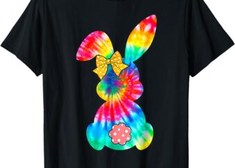 Cute Bunny Rabbit Coquette Bow Floral Girl Happy Easter Day T-Shirt