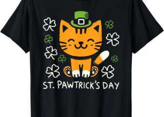 Cute Cat Leprechaun St Pawtrick’s Funny St Patrick’s Day T-Shirt