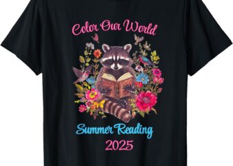 Cute Raccoon Color Our World Summer Reading 2025 T-Shirt