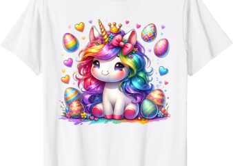 Cute Unicorn Easter Shirt Girls Kids Easter Eggs Easter T-Shirt