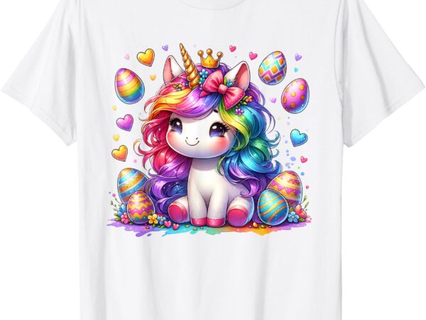 Cute unicorn easter shirt girls kids easter eggs easter t-shirt