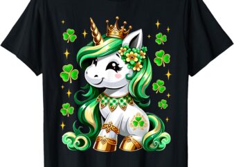 Cute Unicorn Shamrock Lepricorn St Patricks Day Girls Kids T-Shirt