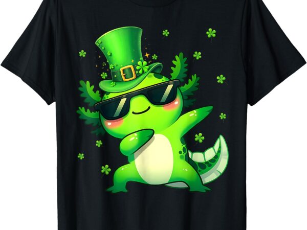 Dabbing axolotl leprechaun st patricks day kawaii axolotl t-shirt