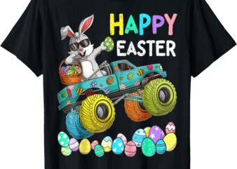 Dabbing Bunny Happy Easter Monster Truck Lovers Kids Boys T-Shirt