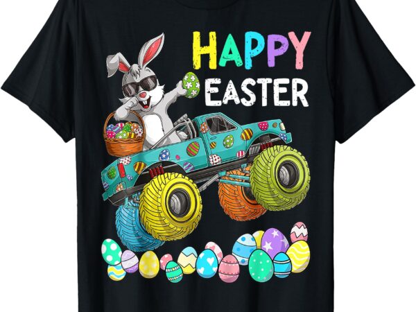 Dabbing bunny happy easter monster truck lovers kids boys t-shirt