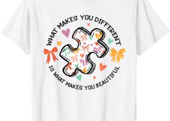 Different Autism Awareness Coquette Bow Neurodiversity T-Shirt