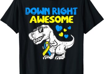 Down Right Awesome Dino Down Syndrome Awareness Boys Kids T-Shirt