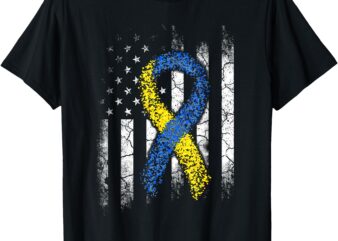 Down Syndrome Awareness Us Flag Shirt Dad Mom Down Syndrome T-Shirt