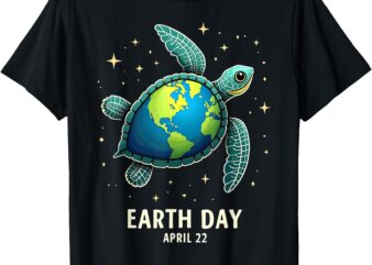 Earth Day 2025 Restore Earth Sea Turtle Art Save the Planet T-Shirt