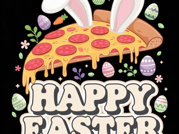 Easter bunny pizza slice graphic – cheesy pepperoni