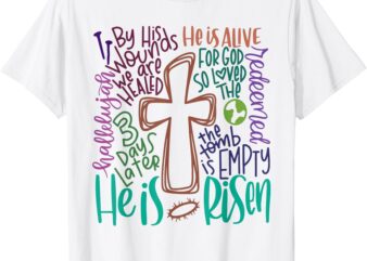 Easter Cross He Is Risen Jesus Christian Men Women Kid Youth T-Shirt