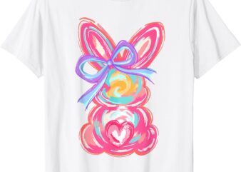 Easter Cute Bunny Coquette Bow Tie Dye Rabbit Women Girl Kid T-Shirt