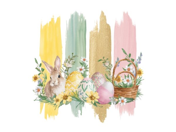 Trendy retro easter sunday bunny rabbit graphics t-shirt design jpeg & png design