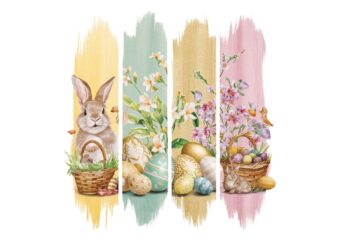 Watercolour Easter Sunday Bunny Rabbit Retro Illustration T-shirt design