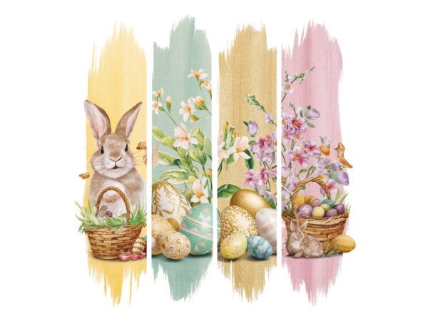 Watercolour easter sunday bunny rabbit retro illustration t-shirt design