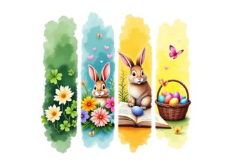 Colourful Vintage Easter Sunday Bunny Rabbit t-shirt design download instantly