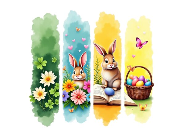 Colourful vintage easter sunday bunny rabbit t-shirt design download instantly