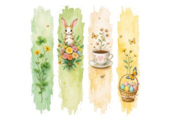 Watercolour Easter Sunday Bunny Rabbit Retro Illustration T-shirt design