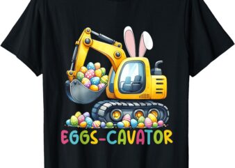 Eggs-Cavator Easter Bunny Excavator Toddler Boys Easter Kid T-Shirt