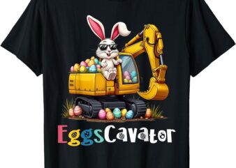 Eggs-Cavator Easter Bunny Excavator Toddler Boys Easter Kids T-Shirt