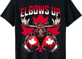 Elbows Up Canada Boxing Moose Maple Leaf Canadian Proud T-Shirt