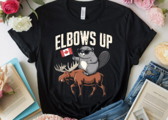 Elbows Up Funny Canada Beaver And Moose T-Shirt lb82