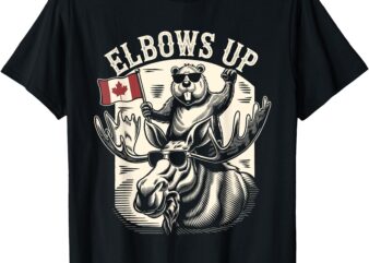 Elbows Up Funny Canada Beaver And Moose T-Shirt