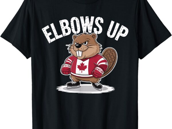 Elbows up hockey beaver canadian proud north strong and free t-shirt