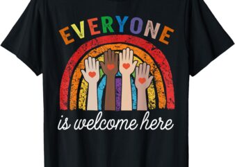 Everyone Is Welcome Here Idaho Teacher Rainbow Vintage Flag T-Shirt