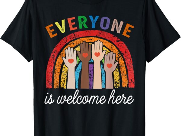 Everyone is welcome here idaho teacher rainbow vintage flag t-shirt