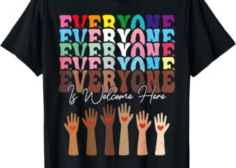 Everyone Is Welcome Here Retro Groovy Diversity Teachers T-Shirt