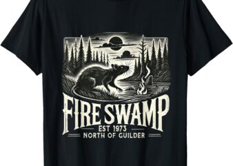 Fantasy Fire Swamp Adventure Retro Wilderness T-Shirt