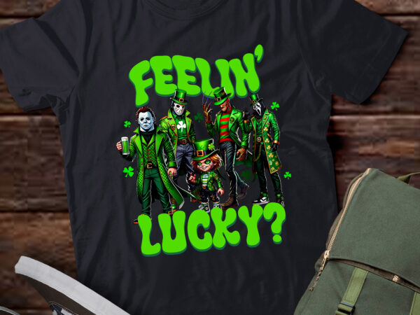 Feelin’ lucky funny st. patrick’s day horror mashup lb68 t shirt graphic design