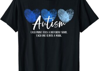 Fingerprint Heart Autism Each Print Tells A Different Story T-Shirt