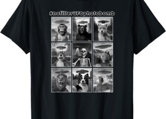 Funny Animals Selfie – UFOs – 9 Images – No Filter Photobomb T-Shirt