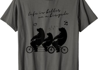 Funny Bicycle Bears Riding Summer Casual Design T-Shirt