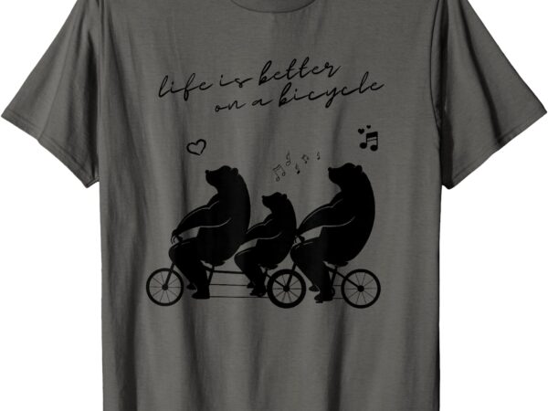 Funny bicycle bears riding summer casual design t-shirt