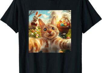 Funny Cat Selfie Women Girls Boys Kids Easter T-Shirt