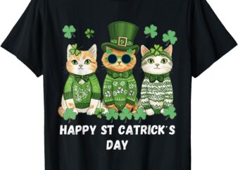 Funny Design Cat ST Patricks Day Shamrock T-Shirt