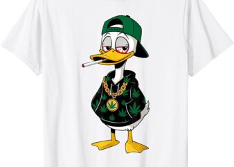 Funny Duck Hip Hop Pot Leaf 420 Weed Cannabis Smoking Meme T-Shirt