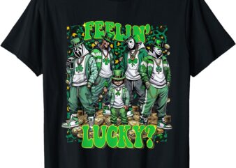 Funny Feelin’ Lucky_ Funny St. Patrick’s Day Horror Mashup T-Shirt